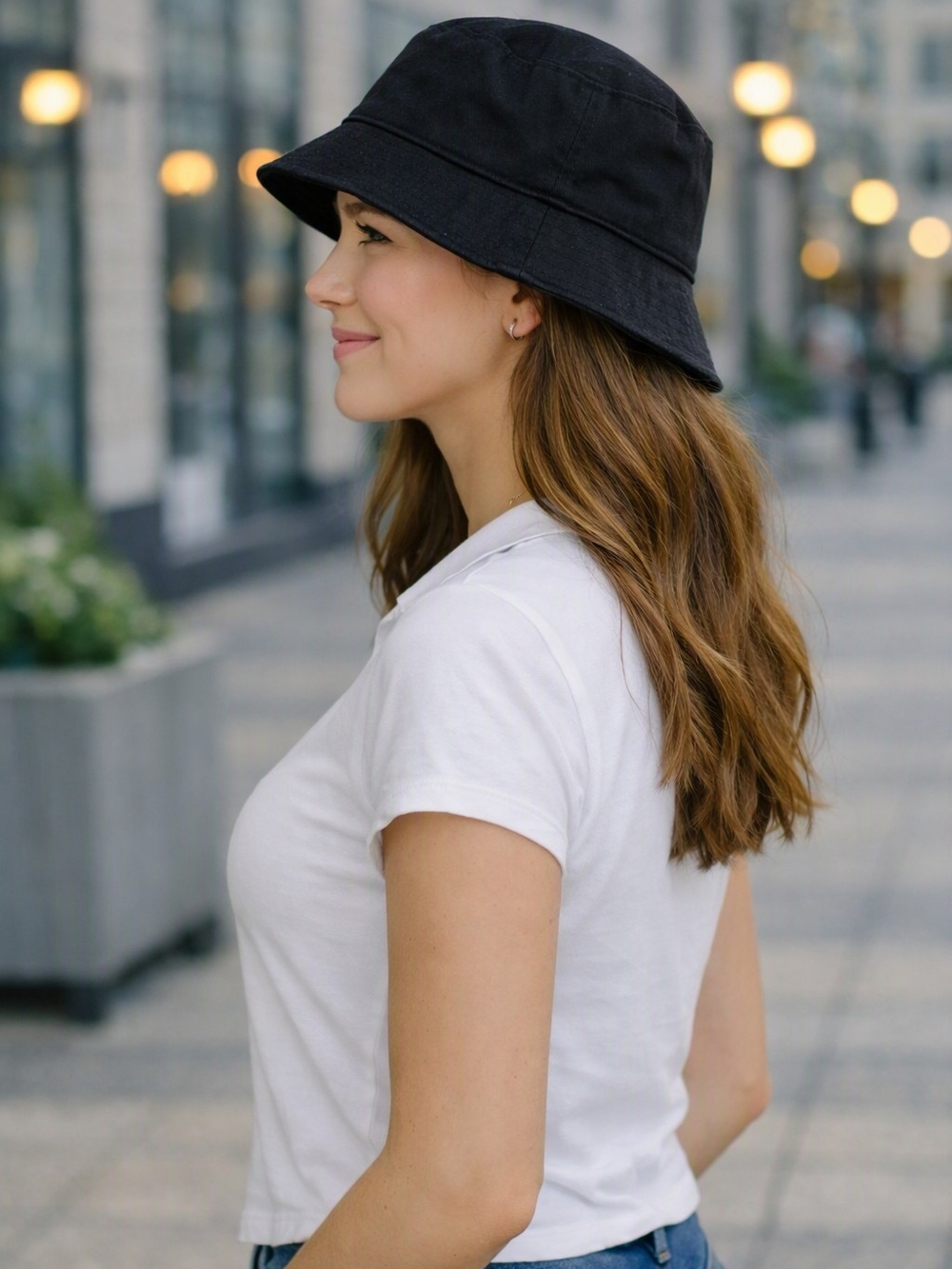 Everyday Black Cotton Bucket Hat for Women